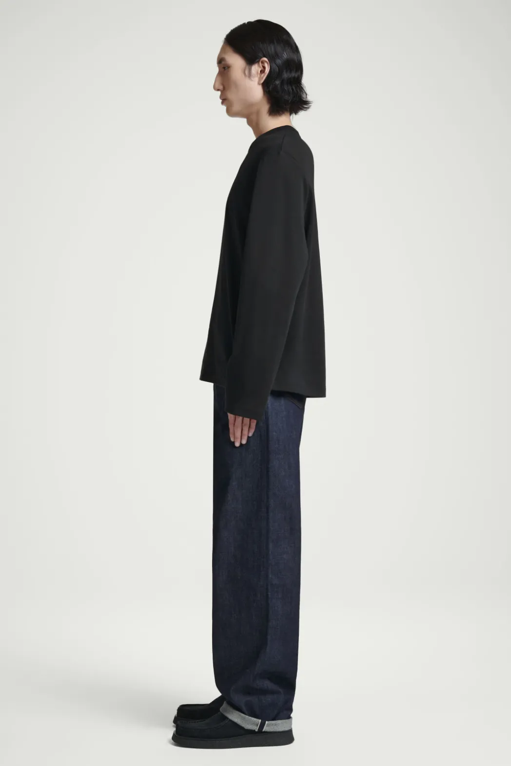 Hot COS RELAXED COTTON-JERSEY LONG-SLEEVED T-SHIRT BLACK