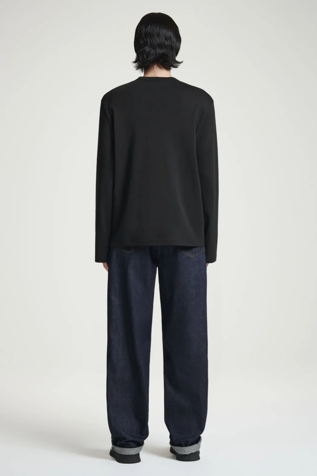 Hot COS RELAXED COTTON-JERSEY LONG-SLEEVED T-SHIRT BLACK