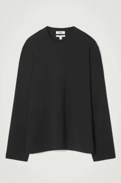 Hot COS RELAXED COTTON-JERSEY LONG-SLEEVED T-SHIRT BLACK