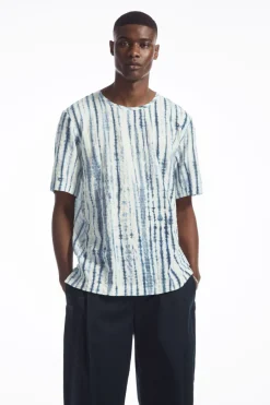 Hot COS RELAXED CREW-NECK T-SHIRT WHITE / BLUE