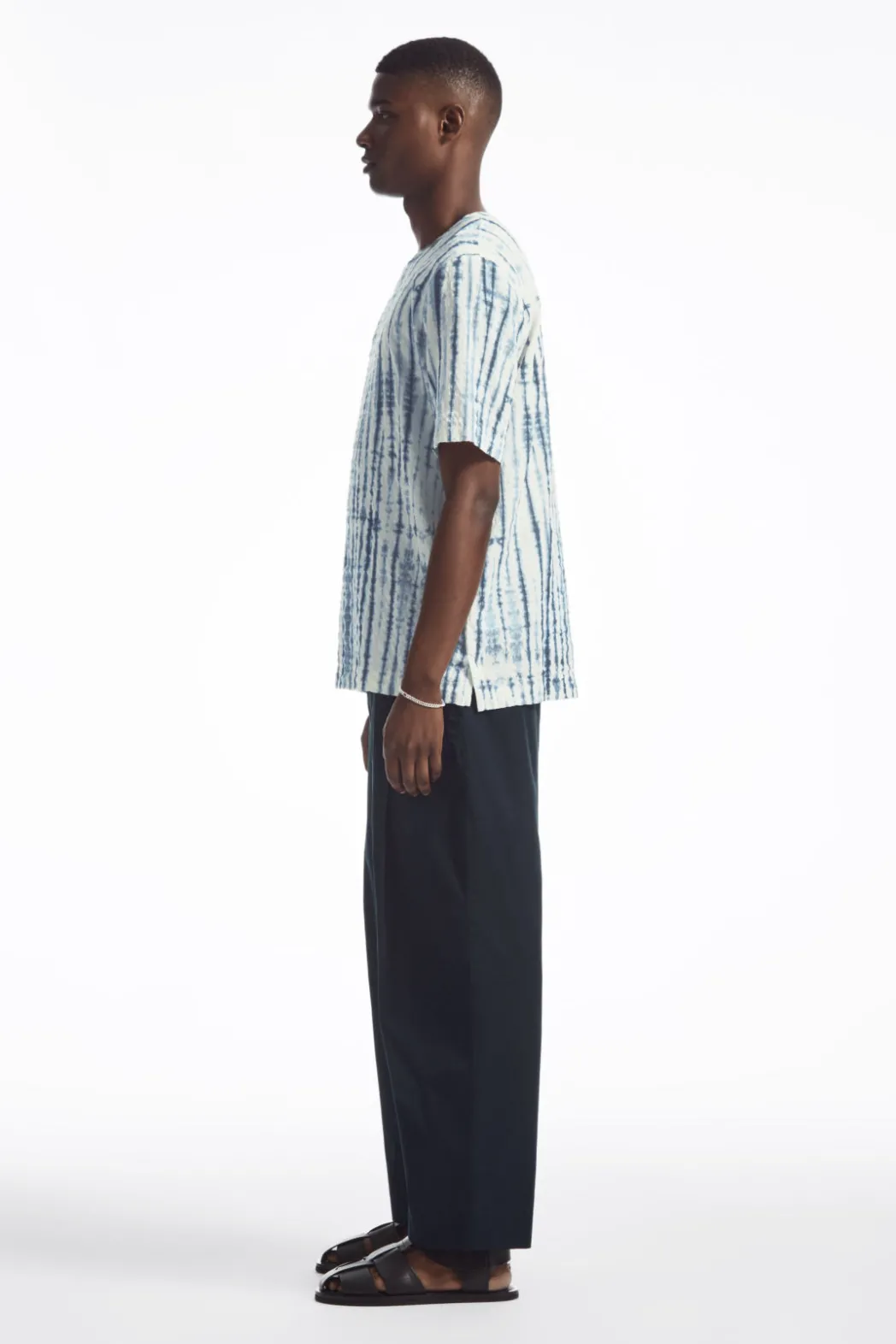 Hot COS RELAXED CREW-NECK T-SHIRT WHITE / BLUE