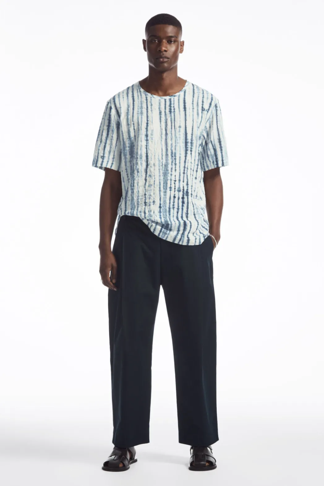 Hot COS RELAXED CREW-NECK T-SHIRT WHITE / BLUE