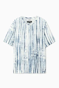 Hot COS RELAXED CREW-NECK T-SHIRT WHITE / BLUE