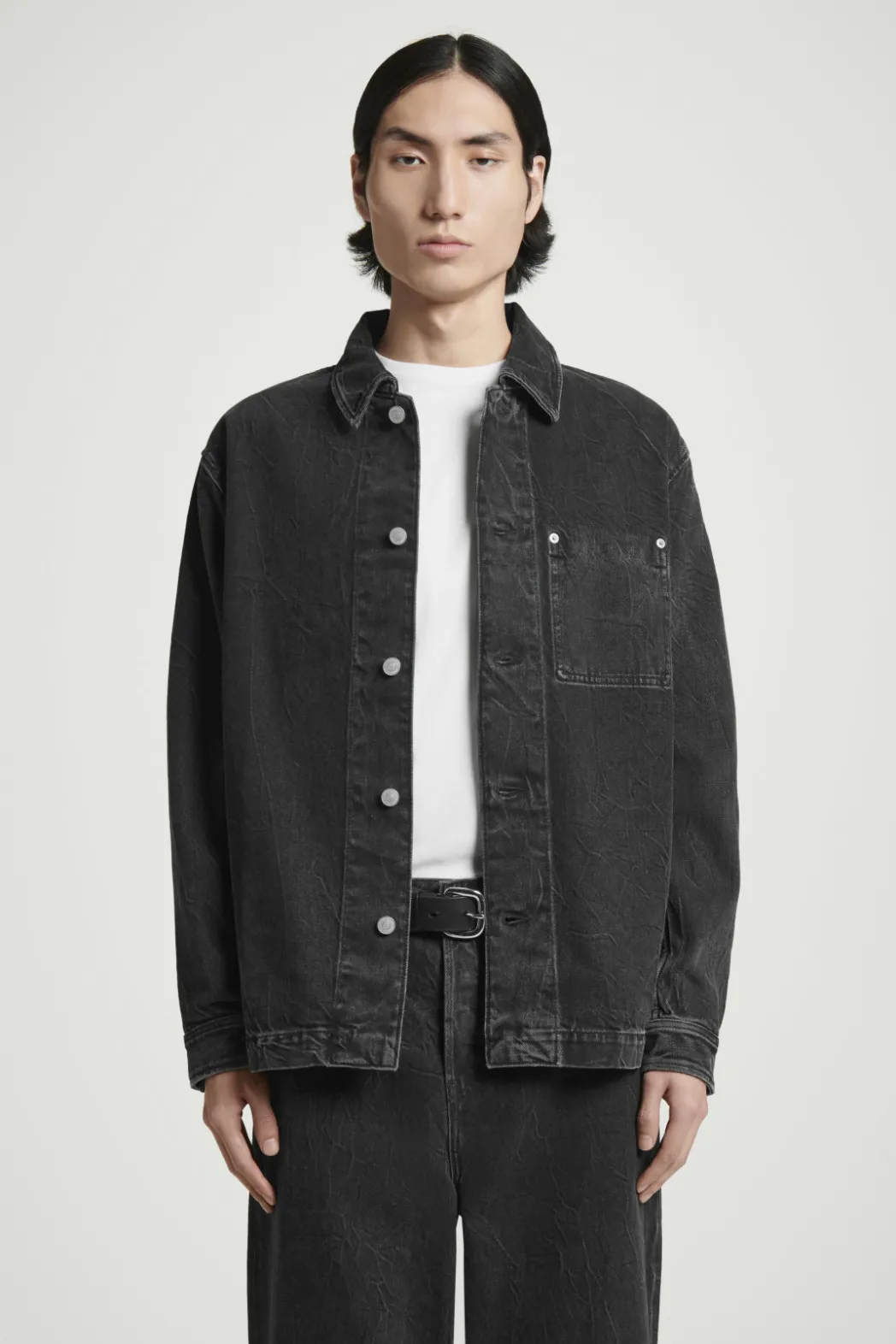 Sale COS RELAXED DENIM OVERSHIRT CRINKLED BLACK