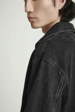 Sale COS RELAXED DENIM OVERSHIRT CRINKLED BLACK
