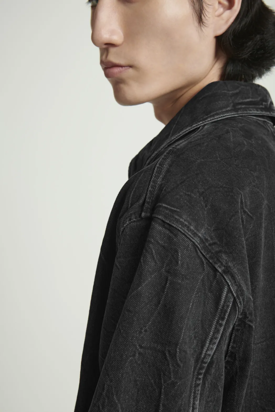 Sale COS RELAXED DENIM OVERSHIRT CRINKLED BLACK