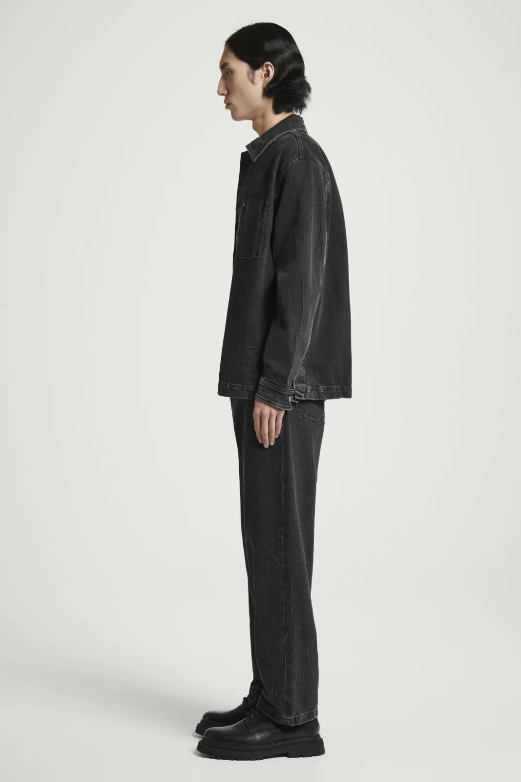 Sale COS RELAXED DENIM OVERSHIRT CRINKLED BLACK