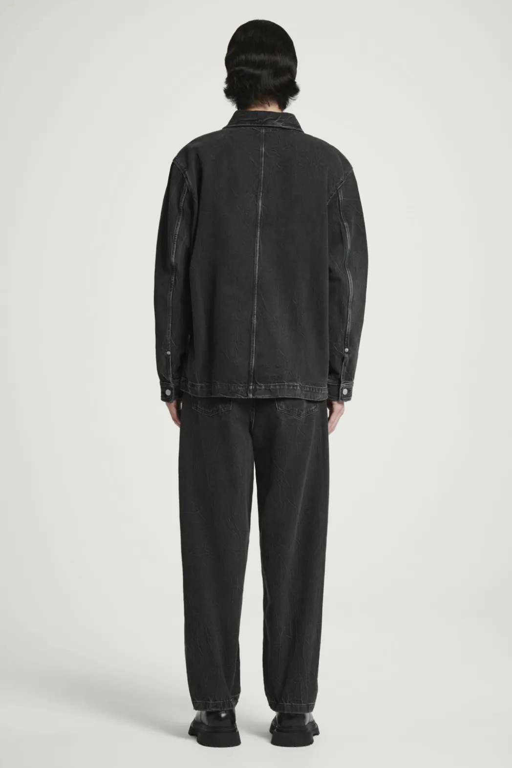 Sale COS RELAXED DENIM OVERSHIRT CRINKLED BLACK