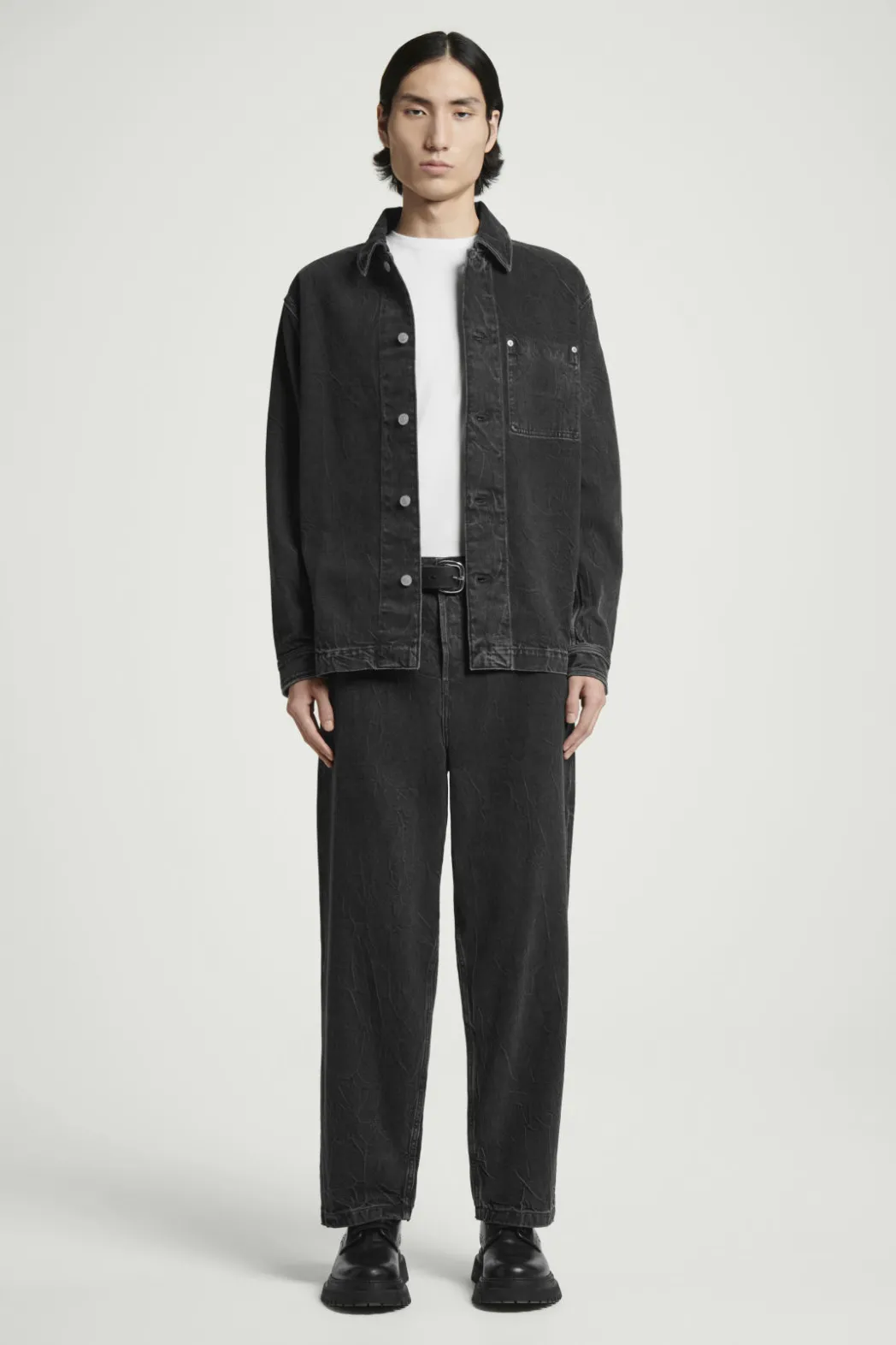 Sale COS RELAXED DENIM OVERSHIRT CRINKLED BLACK