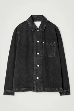 Sale COS RELAXED DENIM OVERSHIRT CRINKLED BLACK