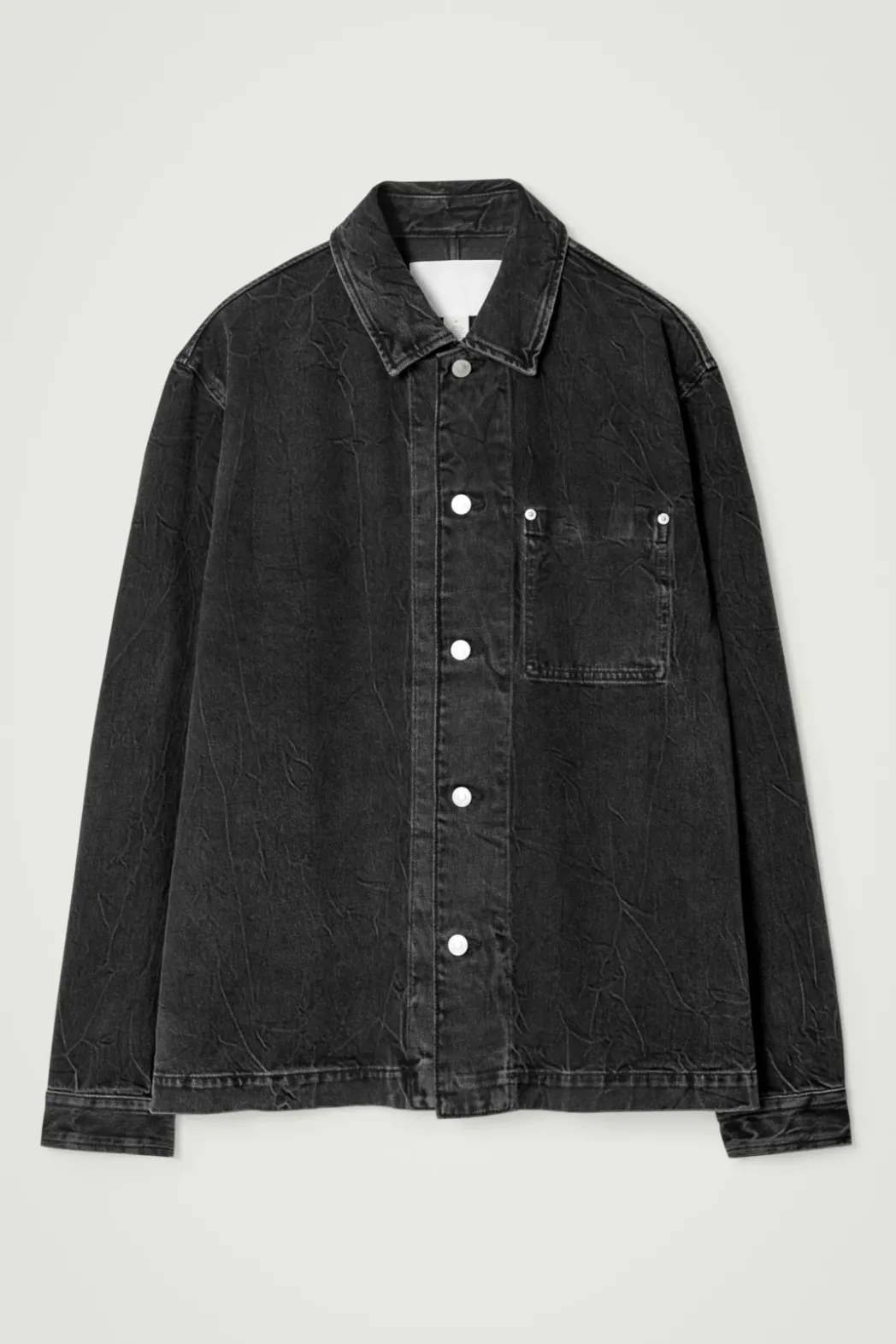 Sale COS RELAXED DENIM OVERSHIRT CRINKLED BLACK