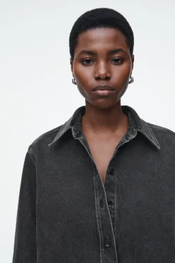 COS RELAXED DENIM SHIRT WASHED BLACK