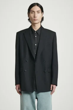 Online COS RELAXED DOUBLE-BREASTED WOOL BLAZER BLACK