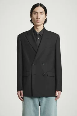 Online COS RELAXED DOUBLE-BREASTED WOOL BLAZER BLACK