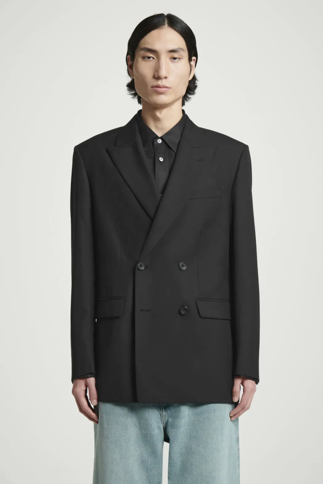 Online COS RELAXED DOUBLE-BREASTED WOOL BLAZER BLACK