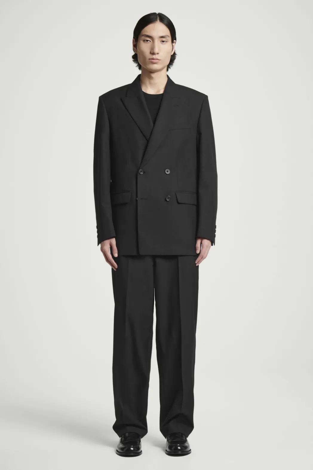 Online COS RELAXED DOUBLE-BREASTED WOOL BLAZER BLACK