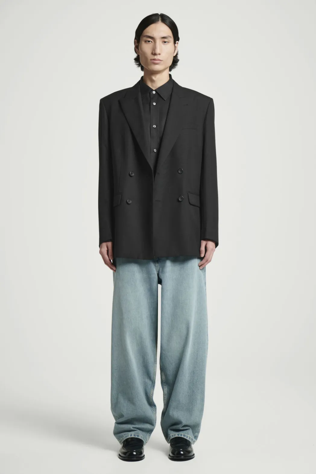 Online COS RELAXED DOUBLE-BREASTED WOOL BLAZER BLACK