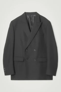 Online COS RELAXED DOUBLE-BREASTED WOOL BLAZER BLACK
