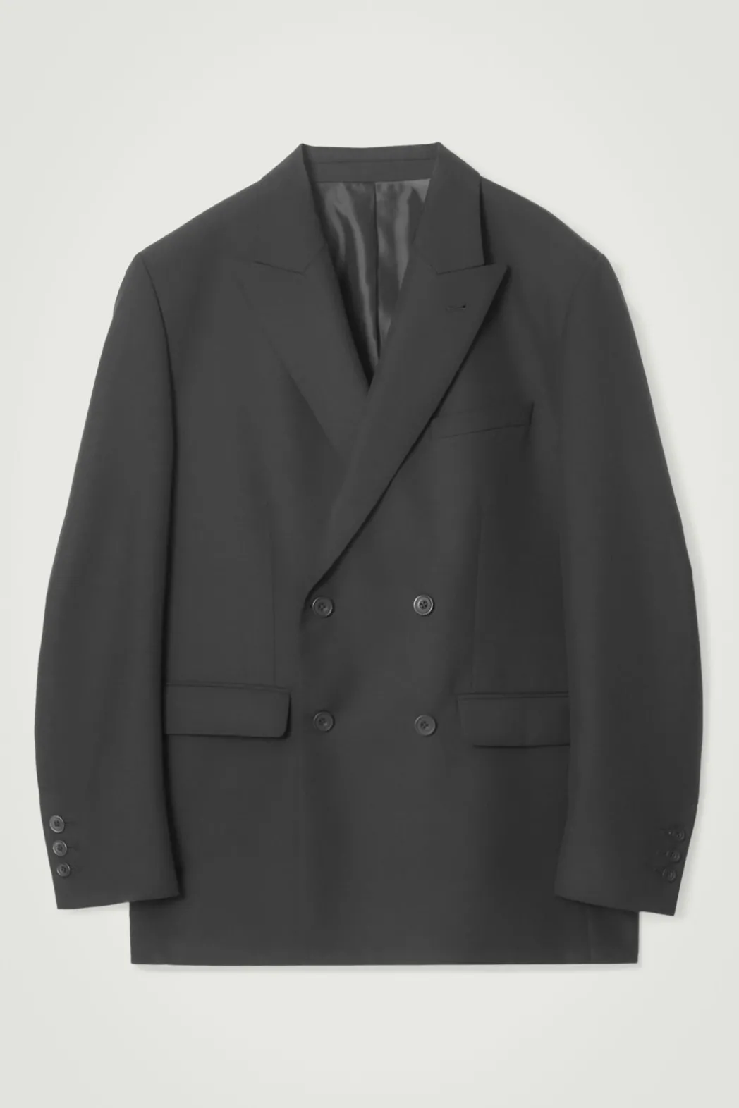 Online COS RELAXED DOUBLE-BREASTED WOOL BLAZER BLACK