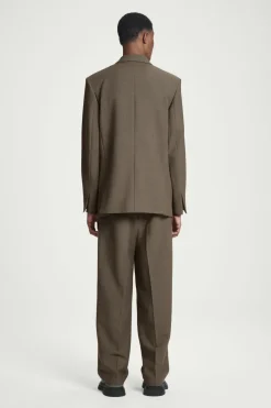 COS RELAXED DOUBLE-BREASTED WOOL-BLEND BLAZER DARK BEIGE