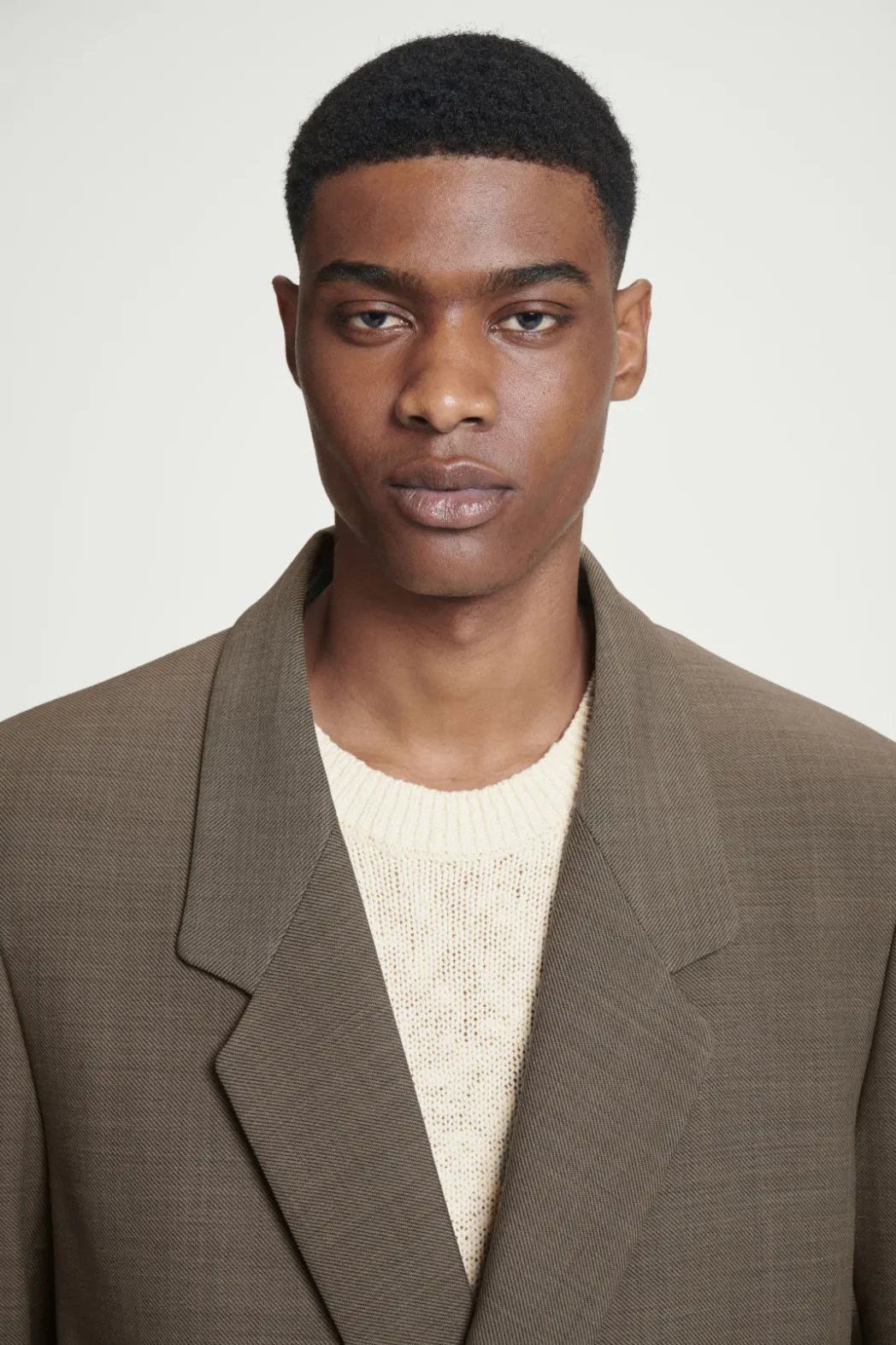 COS RELAXED DOUBLE-BREASTED WOOL-BLEND BLAZER DARK BEIGE
