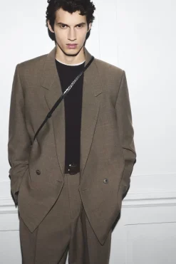 COS RELAXED DOUBLE-BREASTED WOOL-BLEND BLAZER DARK BEIGE