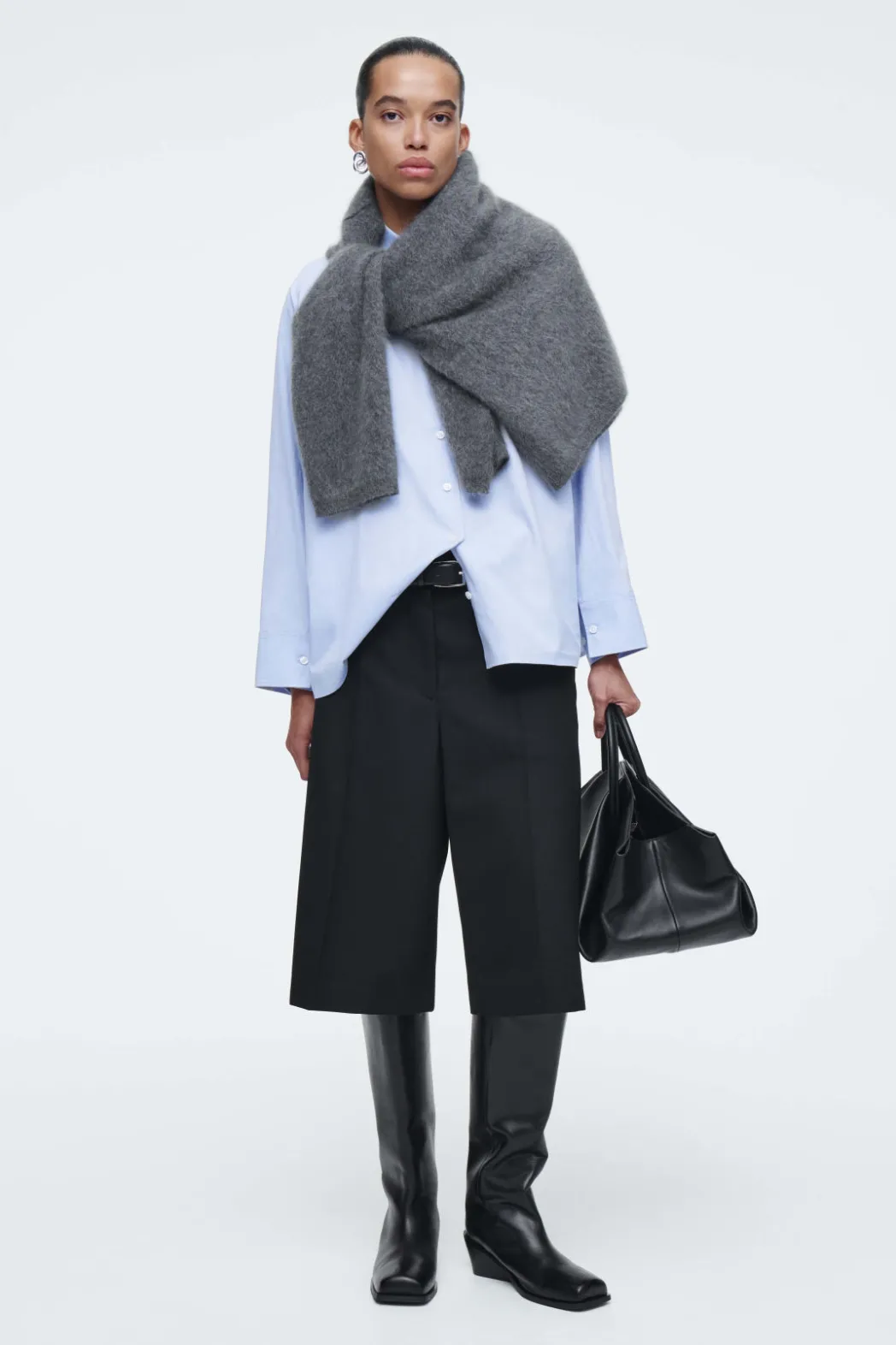 COS RELAXED DOUBLE-CUFF SHIRT LIGHT BLUE