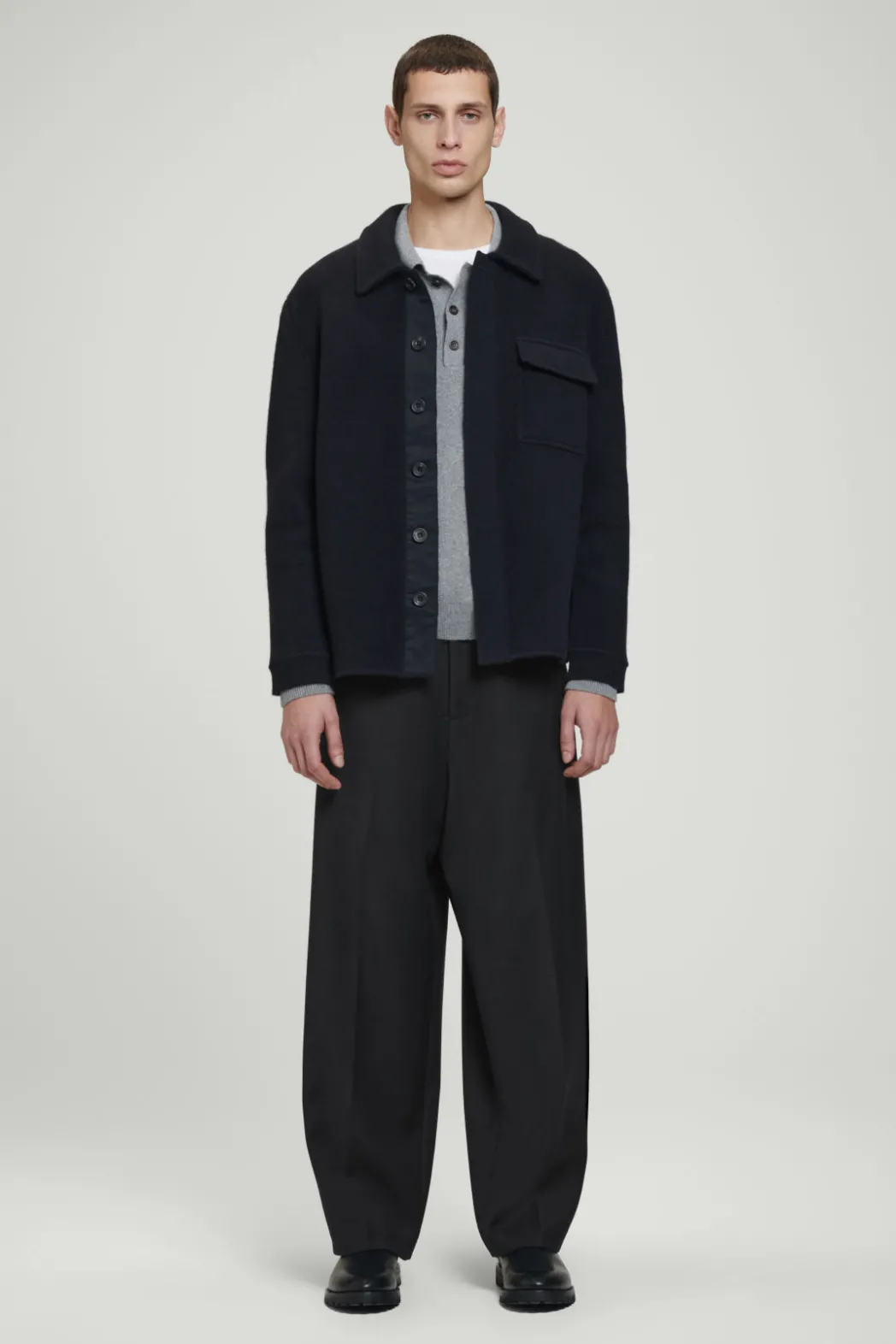 Sale COS RELAXED DOUBLE-FACED WOOL OVERSHIRT NAVY