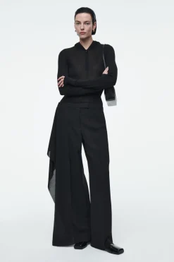 Discount COS RELAXED DRAPED STRAIGHT-LEG PANTS BLACK