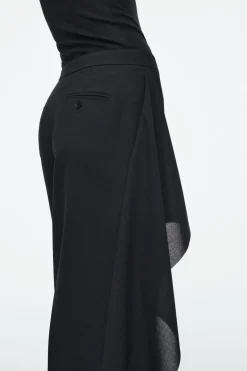 Discount COS RELAXED DRAPED STRAIGHT-LEG PANTS BLACK