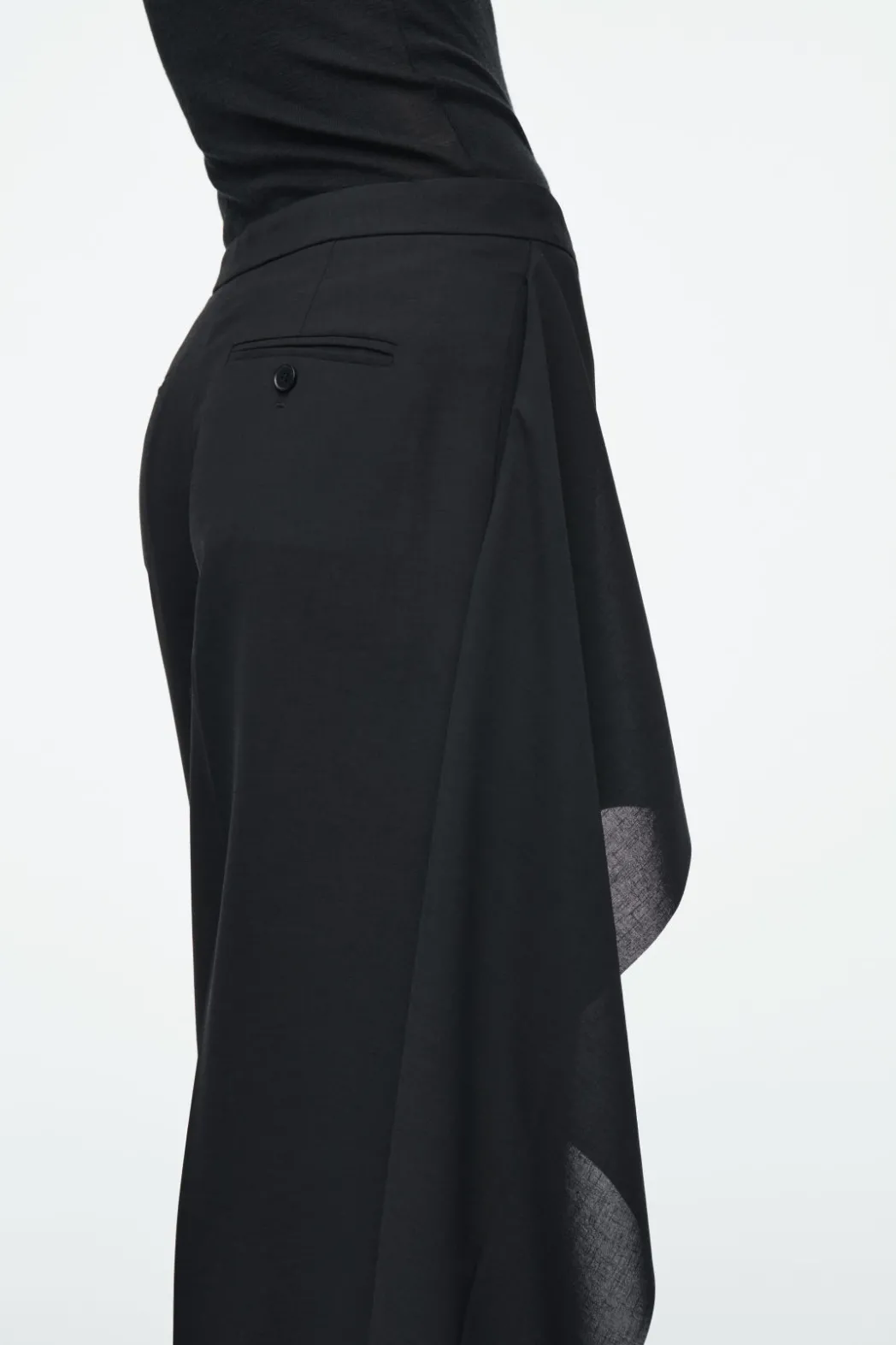 Discount COS RELAXED DRAPED STRAIGHT-LEG PANTS BLACK