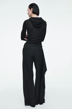 Discount COS RELAXED DRAPED STRAIGHT-LEG PANTS BLACK