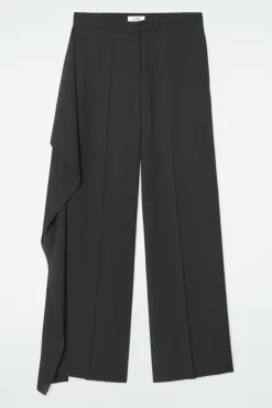 Discount COS RELAXED DRAPED STRAIGHT-LEG PANTS BLACK