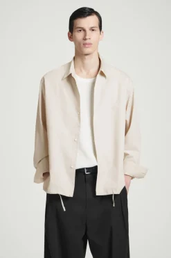 Clearance COS RELAXED DRAWSTRING COTTON SHIRT BEIGE