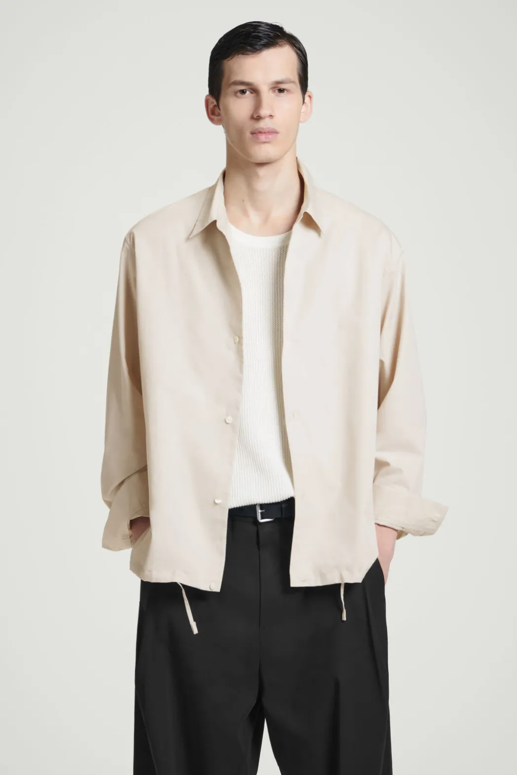 Clearance COS RELAXED DRAWSTRING COTTON SHIRT BEIGE