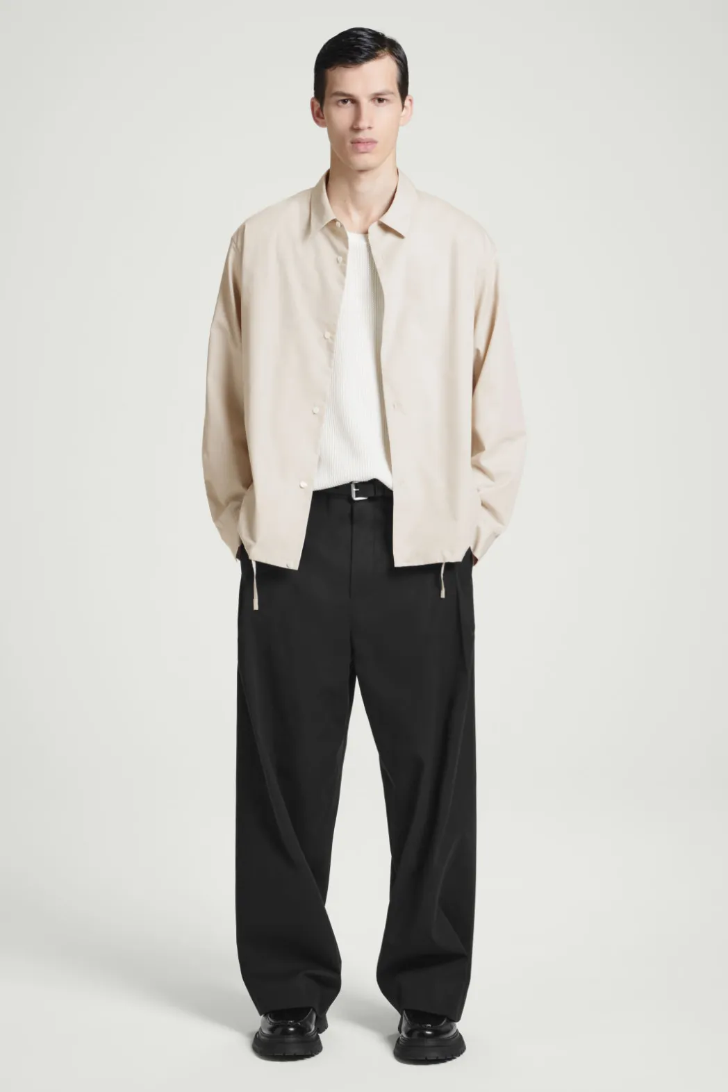 Clearance COS RELAXED DRAWSTRING COTTON SHIRT BEIGE