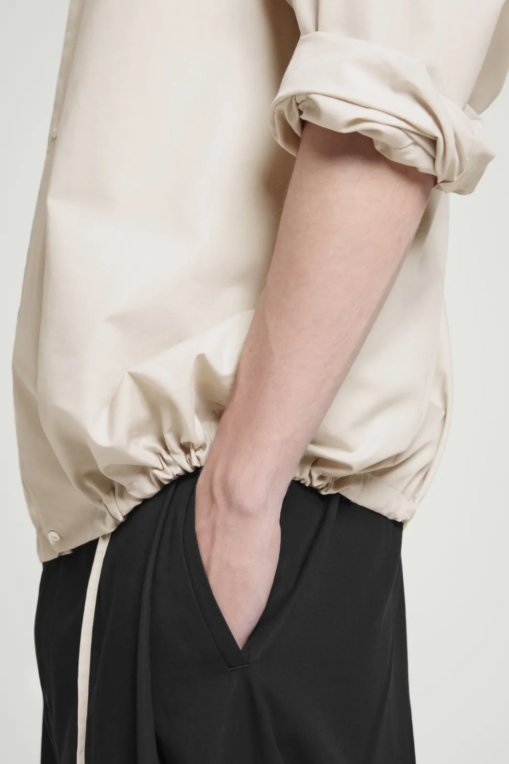 Clearance COS RELAXED DRAWSTRING COTTON SHIRT BEIGE