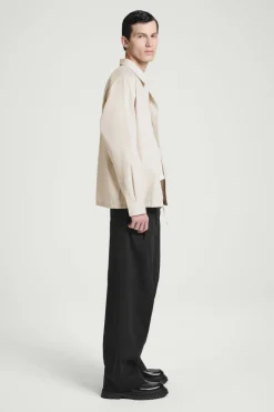 Clearance COS RELAXED DRAWSTRING COTTON SHIRT BEIGE