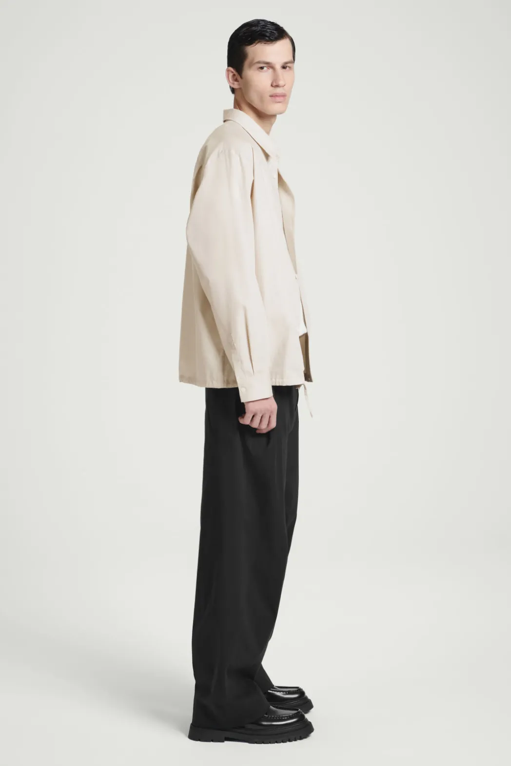 Clearance COS RELAXED DRAWSTRING COTTON SHIRT BEIGE