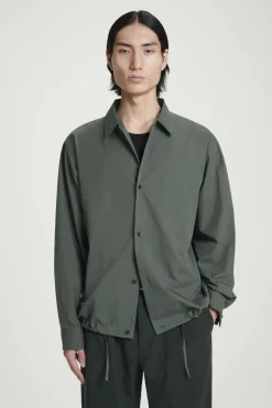 New COS RELAXED DRAWSTRING COTTON SHIRT DARK GREEN
