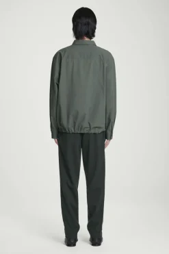 New COS RELAXED DRAWSTRING COTTON SHIRT DARK GREEN