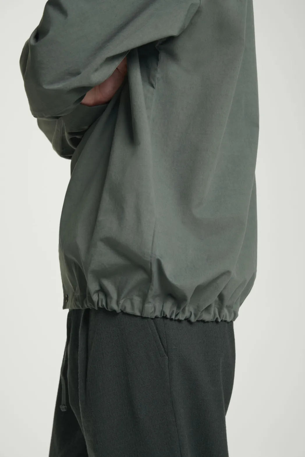 New COS RELAXED DRAWSTRING COTTON SHIRT DARK GREEN
