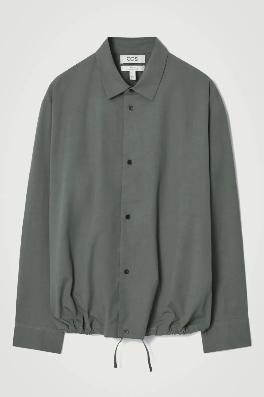 New COS RELAXED DRAWSTRING COTTON SHIRT DARK GREEN