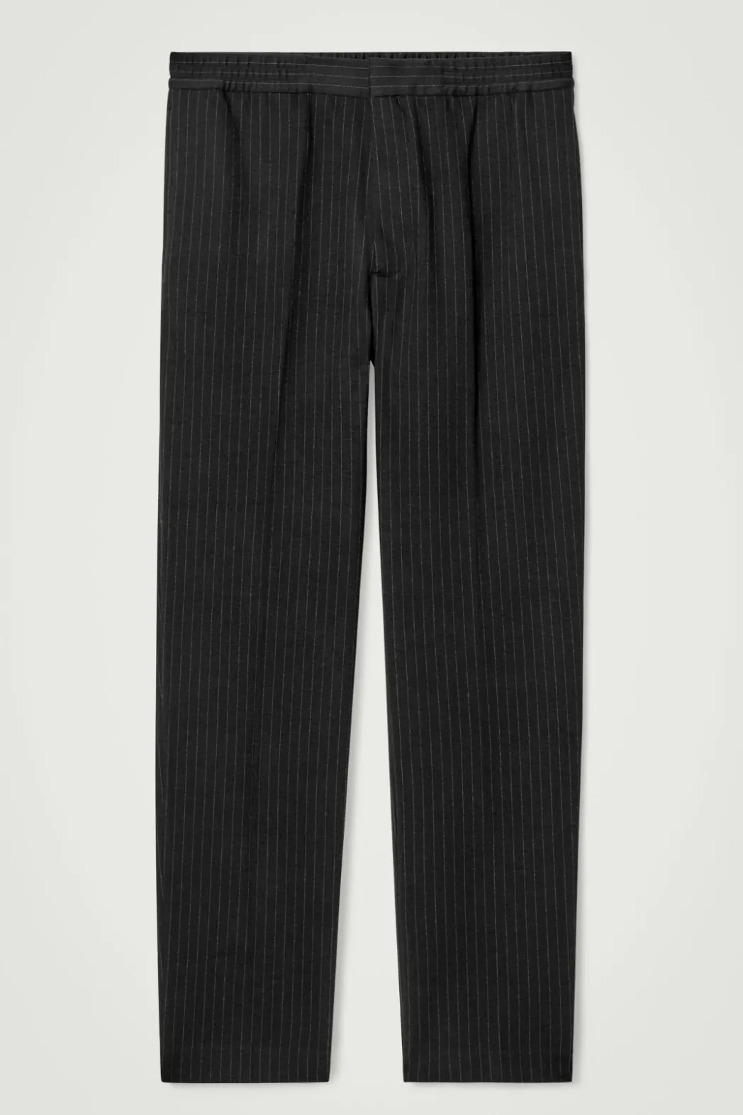 COS RELAXED ELASTICATED PINSTRIPED TROUSERS BLACK / PINSTRIPED