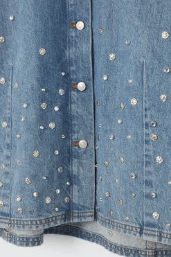 Clearance COS RELAXED EMBELLISHED DENIM SHIRT MID BLUE
