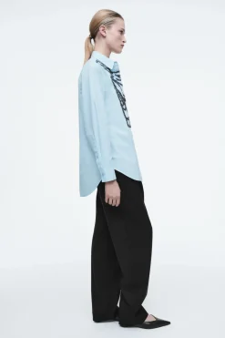 Discount COS RELAXED EMBELLISHED SHIRT BLUE