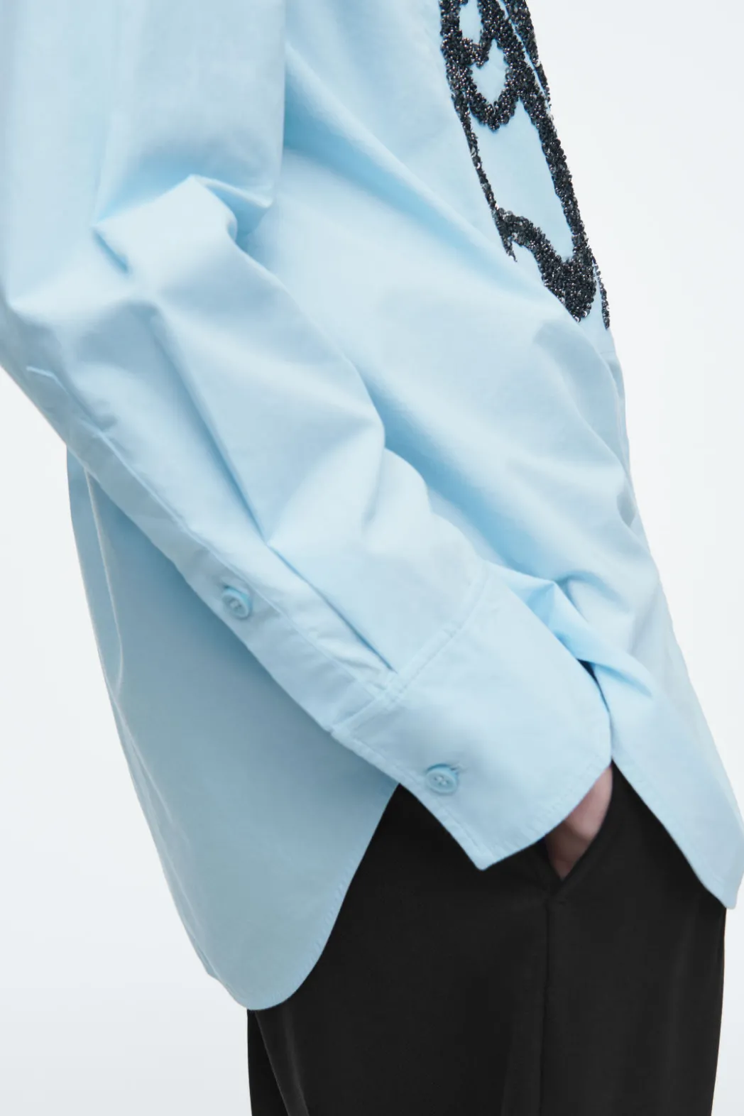 Discount COS RELAXED EMBELLISHED SHIRT BLUE
