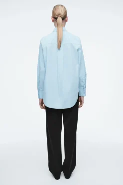 Discount COS RELAXED EMBELLISHED SHIRT BLUE