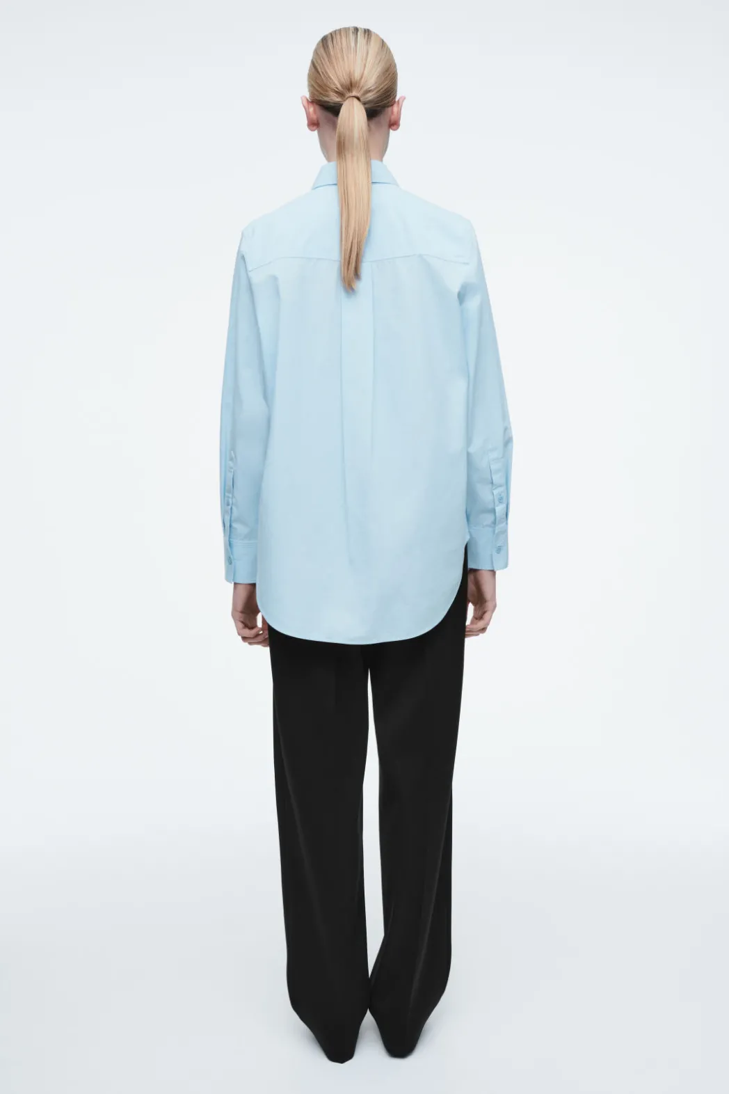 Discount COS RELAXED EMBELLISHED SHIRT BLUE