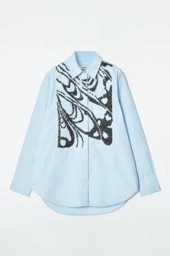 Discount COS RELAXED EMBELLISHED SHIRT BLUE